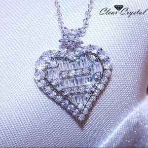 925 Sterling silver Heart crystal necklace